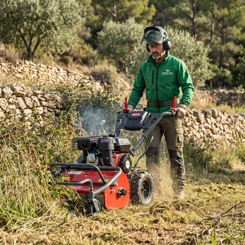 Destroçador de lâminas Roteco TT50 a limpar mato